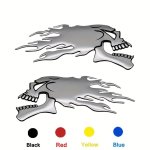 2PCS 3D Pvc Ghost Skull Motorcycle Fuel Sticker Cool Car Pull Flower Motorcycle Modification Sticker Creative Badge Car Body Sti