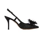 Fringe Stiletto Slingback -black