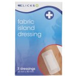 Clicks Fabric Island Dressing 50MM X 90MM 3 Pack