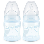 Nuk First Choice Temperature Control Bottle 0-6M 150ML Twin Pack Blue Elephant