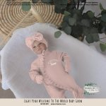 Baby Grow With Beanie And Bow Light Pink Welcome To The World Baby Grow