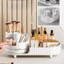 Wnnideo Makeup Organizer Carousel With 360 Degree Rotation - Plastic Countertop Cosmetic Storage Display - Unfinished Multi-Compartment Organizer For Skincare Perfume Brushes Lipstick -