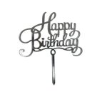 Silver Mirror Happy Birthday Topper