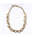 Multi Battered Heart Link Necklace - Gold Free