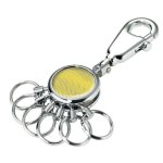 Keyring: Carabiner Hook & 6 Easy-release Key Rings: Yellow Silver Trend Waves