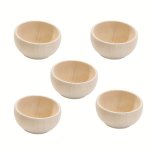 5PCS Solid Wooden Small Bowls Unfinished Wooden Bowl For Creative Painting And Home Decorating Diy Painting Craft For Home Decor
