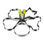 5 Pack - Multi-shape Egg Rings With Foldable Handles - Silver