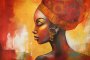 Canvas Wall Art - Bold African Woman In Orange - A1425 - 120 X 80 Cm