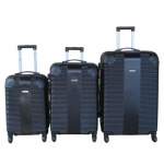 Smte 3-PIECE Black Abs Luggage Set With Silver Accents Durable &lightweight With Keychain