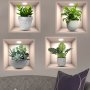 4pcs Set Of Lifelike Green Potted Plant Wall Decals - Waterproof & Oil-Proof Removable PVC Stickers For Living Room Bedroom Study - 29.97cm X 29.97cm Each