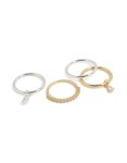 Mixed Metal Plated Organic Cubic Zirconia Rings 4-PACK - M l