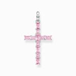 Pendant Cross With Pink Stones Silver