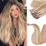 Diyomo I Tip Hair Extensions - Human Hair Bleach Blonde Highlighted 14 Inch For Women Soft & Natural Itip Human Hair Extensions