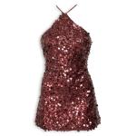 Burgundy Embroidered Sequins Dress