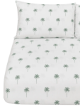 Double Bed Palm Print Fitted Sheet - 137 X 188 Cm Green