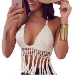 Sexy Crochet Fringe Bikini Top - L Black