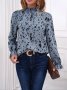 Full Printed Blouse Casual Stand Collar Long Sleeve Blouse Women's Clothing