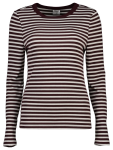 Striped Ribbed Long Sleeve Crew Neck Top - XL Assorted