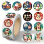 1 ROLL/500 Sheets Christmas Roll Stickers For Laptop Handbook Notebook Envelope Water Bottle Seal Stickers Decorative Stickers Christmas Gift