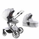 2-IN-1 Luxury Pram Four-wheels Baby Stroller BB-24 Grey