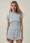 Cotton On Pointelle Rib Sleep Tee - Marissa Silhouette Floral