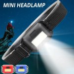 1PC MINI Cob LED Headlamp Hands-free Lightweight Portable Headlight With Adjustable Strap For Camping Hiking Night Fishing - Bat
