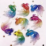 8PCS PACK Resin Bling Colorful Goldfish Charms Flat Back Rhinestone Fish Ornament Resin Blessing Pendants For Diy Wedding Appliq