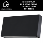 Rectangular Up & Down Facing LED Wall Light - 8W 200MM