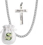 Stainless Steel Cross Engraved Phil 4:13-I Can Do All Things Through Christ