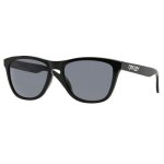 Oakley Frogskin Sunglasses - Polished Black - Grey Lenses