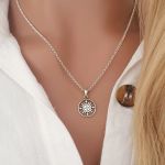 Camilla 925 Sterling Silver Compass Necklace 12X12MM On 45CM Rolo Chain