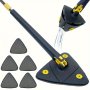 6PCS Triangular 360 Rotating Mop Set With 5 Reusable Pads - Easy Clean For Floors Walls & Ceilings - Stainless Steel Handle Perfect For Kitchen Bathroom & Living Room