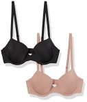 Amazon Essentials Women's Demi Cup Microfibre Bra With Adjustable Straps Pack Of 2 Dark Taupe 38A