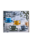 8 Piece Multi-coloured Cup And Saucer Set - None Assorted