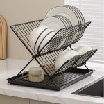 Foldable Dish Drying Rack Carbon Steel Dish Drying Kitchen Rack