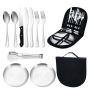 20PIECES Stainless Steel Outdoor Picnic Cutlery Set Camping Silverware