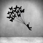 Child With Butterflies - Grey L 1000 X H 1000MM