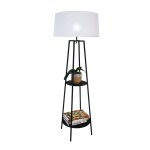 Hybrid Metal Floor Lamp With Two-tiered Table