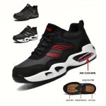 Men's Trendy Air Cushion Shoes Comfy Shock Absorption Non Slip Pu Leather Sneakers For Fitness Gym Jogging Walking Outdoor Sport