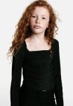 Jersey Top With Pintucks - Black