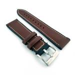Hybrid Italian Leather & Fkm Rubber Strap - Coffee Steel Hardware - 24MM