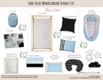 Cot Duvet Bedding Baby Blue Monochrome Bunny Set