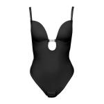 Black Low Back Plunge Bodysuit