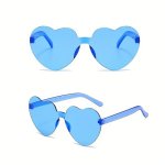 Heart Shaped Rimless Fashion Glasses For Women Men Funny Candy Color One-piece Sunnies For Summer Beach Party For Music Festival