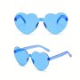 Heart Shaped Rimless Fashion Glasses For Women Men Funny Candy Color One-piece Sunnies For Summer Beach Party For Music Festival