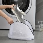 1PC Mesh Laundry Bag For Trainers Shoes Boot Mesh Washing Bag With Zipper For Washing Machines Gray Laundry Room Accessories