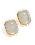 Goldair Gold Marbled Stone Rectangle Stud Earrings