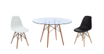 3 Piece Glass Table And Wooden Leg Chairs
