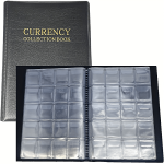 1PC Large Capacity Large Coin Storage Book Stamp Badge Collection Book Paper Coin Faux Leather Protective Cover Bronzing Coin Pa