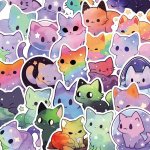 50PCS Starry Sky Cat Series Stickers Luggage Waterproof Stickers Skateboard Cup Mobile Phone Tablet Decorative Stickers Eid Al-a